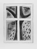 Günther Förg, Ohne Titel (Fenster), Original-Radierung (Kaltnadel), aquarelliert, auf Velin
