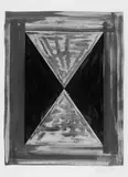 Günther Förg, Die Spitze der Pyramide, Original-Radierung (Pinselätzung), mit roter Farbe überarbeitet, auf schwerem genarbten Velin
