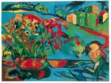 Mimmo Germana, Ohne Titel (Landschaft mit Kopf), Öl auf Leinwand