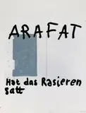 Martin Kippenberger, Arafat hat das Rasieren satt, Verdünnte Lackfarbe und schwarzer Filzschreiber auf der Seite eines Kataloges (Reproduktion einer Zeichnung von Beuys)