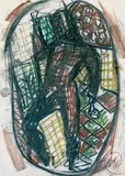 Markus Lüpertz, Ohne Titel, Pastellkreide auf chamoisfarbenem Papier