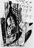 Markus Lüpertz, Flasche, Original-Lithographie auf glattem Papier