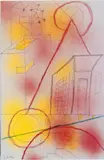 Sigmar Polke, Ohne Titel, Sprühfarbe, Aquarell und Kugelschreiber auf Halbkarton