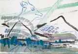 Sigmar Polke, Ohne Titel, Gouache, Silberfarbe und Lack auf chamoisfarbenem Maschinenpapier