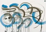 Sigmar Polke, Ohne Titel, Gouache auf chamoisfarbenem Zeichenpapier