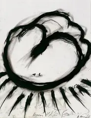 Frau Holle by Arnulf Rainer, Ölkreide auf gefirnißtem glatten Malkarton, sold Dec 2004