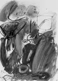 Walter Stöhrer, Ohne Titel, Gouache und Kreide auf chamoisfarbenem, leicht genarbten Karton