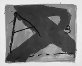 Ohne Titel by Antoni Tàpies, Original-Farblithographie, mit schwarzer Acrylfarbe pastos überarbeitet, auf Rives-Velin, sold Dec 2004