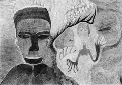 Ursula Schultze-Bluhm, Portrait H.H, Farbstifte auf festem Papier