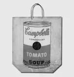 Andy Warhol, Campbell's Soup Can on Shopping Bag, Farbserigraphie auf bräunlicher Papiertüte