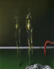 Zwei gehende Akte by Paul Wunderlich, Acryl auf Leinwand, sold Dec 2004