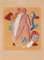 Badende by Max Ackermann, Pastell auf bräunlichem Papier, sold Dec 2004