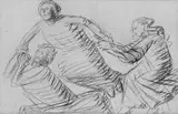 Ernst Barlach, Der Entschwebende, Kohlezeichnung auf bräunlichem holzhaltigen Zeichenpapier