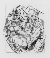 Max Beckmann, Trinklied, Original-Lithographie auf dünnem Japan