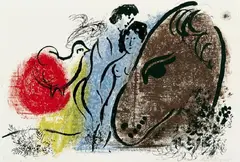 Braunes Ross by Marc Chagall, Original-Farblithographie auf Arches-Velin, sold Dec 2004