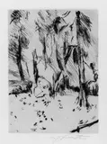 Lovis Corinth, Im Tiergarten, Original-Radierung (Kaltnadel) auf dünnem gelblichen Japan