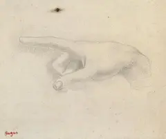 Étude de Main by Edgar Degas, Bleistiftzeichnung auf elfenbeinfarbenem Ingrespapier, sold Dec 2004