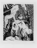 Otto Dix, Durch Fliegerbomben zerstörtes Haus, Original-Radierung (Ätzung und Kaltnadel) auf Maschinenbütten