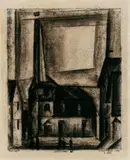 Lyonel Feininger, Gelmeroda VI, Kohlezeichnung mit Tuschfeder auf chamoisfarbenem Büttenpapier