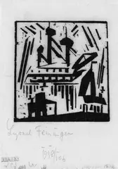 Schiffe im Hafen by Lyonel Feininger, Original-Holzschnitt auf sehr dünnem gelblichen Japanpapier, sold Dec 2004