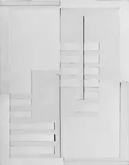 # 1 by Adolf Fleischmann, Collage aus glatten weißen Kartonstreifen und elfenbeinfarbenem Velin, sold Dec 2004