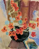 Rote Blüten by Erich Heckel, Aquarell auf Büttenpapier, sold Dec 2004