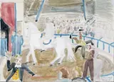 Zirkusblatt by Erich Heckel, Aquarell und Deckweiß über Bleistiftzeichnung auf festem leicht genarbten Velin, sold Dec 2004