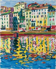 Auguste Herbin, Les Quais du Port de Bastia, Öl auf Leinwand