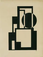 Lajos Kassák, Bildarchitektur, Circa 1922, India ink on ivory-coloured wove paper