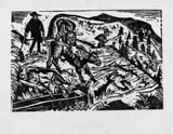 Kühe und Hirten by Ernst Ludwig Kirchner, Original-Holzschnitt (Reiberdruck) auf schwerem Velin, sold Dec 2004