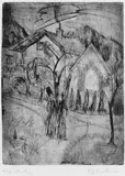 Ernst Ludwig Kirchner, Park Königstein, Original-Radierung, mit Ton gedruckt, auf festem glatten Papier