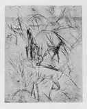 Ernst Ludwig Kirchner, Ziegen und Mond (unvollendet), Original-Radierung (Kaltnadel)