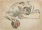 André Masson, Homme endormi, Kohle und Pastellkreide auf Büttenpapier mit dem Wasserzeichen "INGRES"