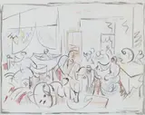 André Masson, La Toilette de la Mariée, Pastell und Tuschpinselzeichnung auf chamoisfarbenem Büttenpapier