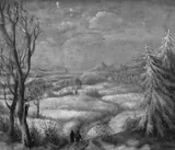 Carlo Mense, Paar in einer Winterlandschaft, Öl auf Karton