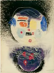 Construction by László Moholy-Nagy, Tempera, Deckfarben und Tusche auf elfenbeinfarbenem Karton, sold Dec 2004