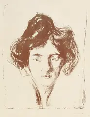Berliner Modell by Edvard Munch, Original-Lithographie in Braun auf Van Gelder-Bütten, sold Dec 2004