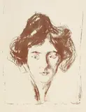Edvard Munch, Berliner Modell, Original-Lithographie in Braun auf Van Gelder-Bütten