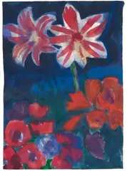 Amaryllis mit rotem Mohn by Emil Nolde, Aquarell auf dünnem Japanbütten, sold Dec 2004