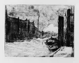 Emil Nolde, Hamburg, Freihafen, Original-Radierung auf Bütten