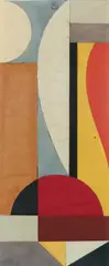 Josef Pabst, Collage (Glasfensterentwurf), Collage verschiedener, farbig getönter Papiere über Bleistift auf Transparentpapier