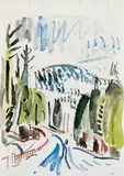 Hans Purrmann, 3 Landschaftsskizzen, 3 Aquarelle auf weißem Zeichenblockpapier mit perforiertem Rand