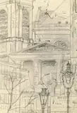 Christian Schad, Pariser Stadtlandschaft (Detail der Kirche von Saint Eustache)