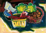 Stilleben im Schatten (mit Rhabarber) by Karl Schmidt-Rottluff, Öl auf Leinwand, sold Dec 2004