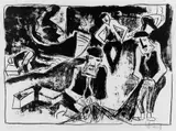 Karl Schmidt-Rottluff, Fischer, Original-Lithographie auf gelblichem, festen glatten Papier