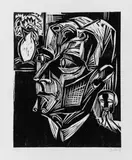 Bildnis Valentiner II by Karl Schmidt-Rottluff, Original-Holzschnitt (Reiberdruck) auf dickem genarbten Velin, sold Dec 2004
