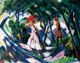 Hans Thuar, Begegnung im Park, Öl auf Holz