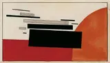 Ilja Grigorjewitsch Tschaschnik, Suprematistische Komposition, Gouache, Tusche über Bleistift auf chamoisfarbenem Zeichenpapier