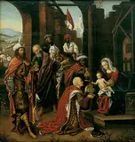 DIE ANBETUNG DER KÖNIGE. by Umkreis Pieter Coecke van Aelst, Öl auf Holz, sold Nov 2004