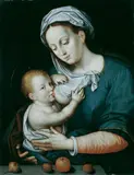 MADONNA MIT KIND. by Jan Gossaert, gen. Mabuse, Nachfolge, Öl auf Holz, sold Nov 2004